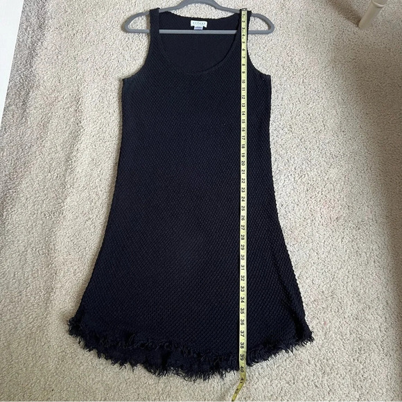 Velvet Graham & Spencer Womens Knit Dress Small Black Waffle Stretch Fringe USA - Picture 14 of 16